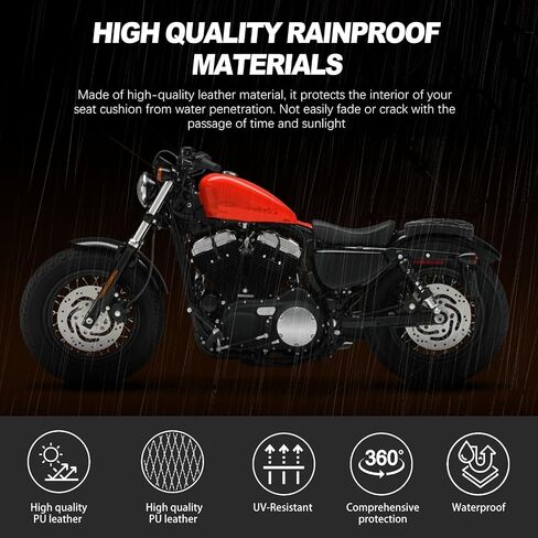Motorcycle Rectangular Pillion Passenger Pad Seat 8 Suction Cup Rear Leather Passenger Seat Compatible with Harley Custom Cafe Racer Bobber Chopper Custom Application (Black Rhombus Pattern w/Rivet) in Saudi Arabia