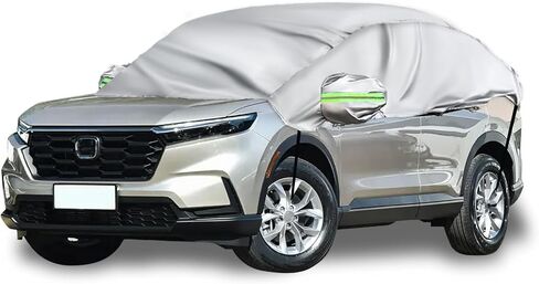 Bilisin Half Car Cover for Sedan, Waterproof Windshield Cover for Ice and Snow with Reflective Stripes Heavy Duty Outdoor Sunroof Cover All Weather Universal Fit for Most Sedan Cars in Saudi Arabia