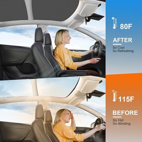 2025 Tesla Model Y New (Juniper) Sunshade Roo【Blocks 99% UV, No Sag Gap!】 Premium 3-Gen Tesla Accessories Heat Insulation Keep Cooling Foldable Sunshade for Glass Roof, Model Y Juniper 2025-2026 in Saudi Arabia