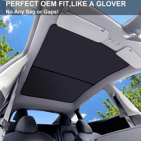 2025 Tesla Model Y New (Juniper) Sunshade Roo【Blocks 99% UV, No Sag Gap!】 Premium 3-Gen Tesla Accessories Heat Insulation Keep Cooling Foldable Sunshade for Glass Roof, Model Y Juniper 2025-2026 in Saudi Arabia