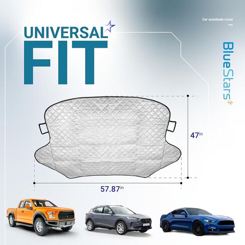 BlueStars Windshield Cover for Ice and Snow | Heavy Duty 4 Layers Protection | Frost Cover Sun Shade for Cars, SUVs, Trucks | Waterproof Winter Car Accessories | Large (57" x 47") in Saudi Arabia