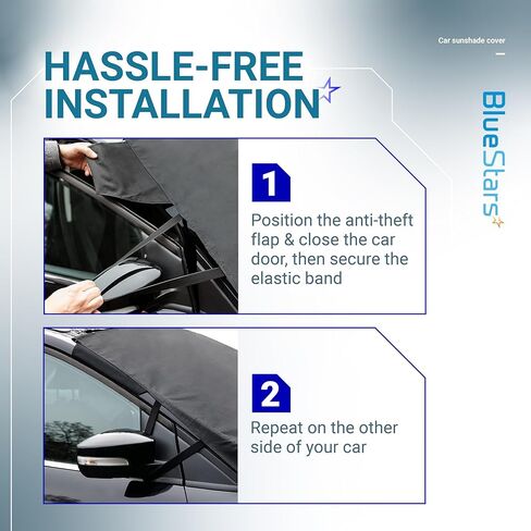 BlueStars Windshield Cover for Ice and Snow | Heavy Duty 4 Layers Protection | Frost Cover Sun Shade for Cars, SUVs, Trucks | Waterproof Winter Car Accessories | Large (57" x 47") in Saudi Arabia