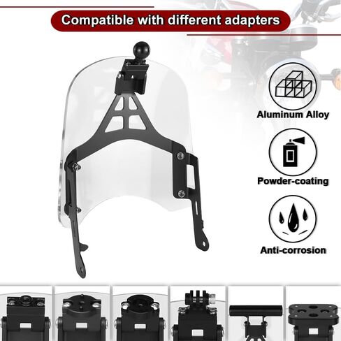Xitomer for Bonneville T100 T120 Windshield & GPS Mount متوافق مع Bonneville T100 2016-2024 Bonneville T120 Motorcycle Windscreen & GPS مع 1 "كرة (واضح) in Saudi Arabia