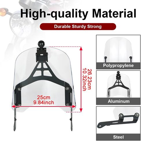 Xitomer for Bonneville T100 T120 Windshield & GPS Mount متوافق مع Bonneville T100 2016-2024 Bonneville T120 Motorcycle Windscreen & GPS مع 1 "كرة (واضح) in Saudi Arabia
