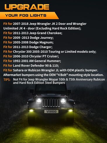 4 Inch LED Fog Lights Round White & Amber Compatible with Jeep Wrangler JK Unlimited JKU 2007-2018, DOT Approved Front Bumper Offroad Fog Lamps Assembly Replacement - Pair in Kuwait