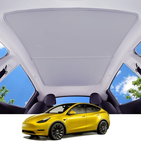 2025 Tesla Model Y New (Juniper) Sunshade Roo【Blocks 99% UV, No Sag Gap!】 Premium 3-Gen Tesla Accessories Heat Insulation Keep Cooling Foldable Sunshade for Glass Roof, Model Y Juniper 2025-2026 in Saudi Arabia