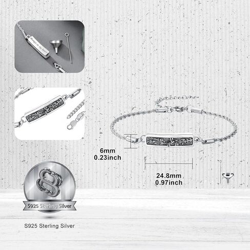 Urn Bracelet for Ashes for Women 925 Sterling Silver Bar Cremation Bracelet Cremation Memorial Keepsake Jewelry Gifts for A Loss of Loved Ones in Saudi Arabia