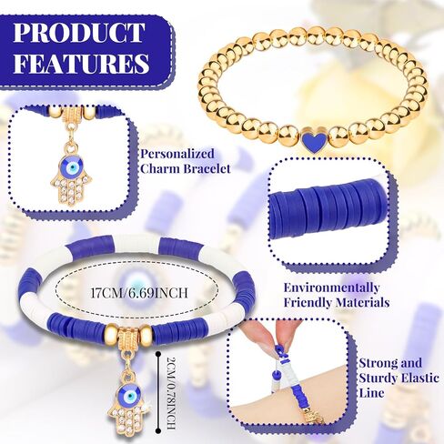 cagulax Evil Eye Bracelets Decor-Evil Eye Bracelets For Women Bulk-Stretch Bracel Friendship Charms Couple Birthday Gifts in Saudi Arabia