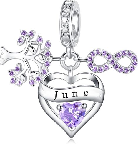 Birthstone Charms for Charms Bracelets: 925 Sterling Silver Heart Infinity Tree of Life Dangle Charm fit Pandora Bracelets and Necklaces, Mother's Day Birthday Christmas Jewelry Gifts for Women in Kuwait