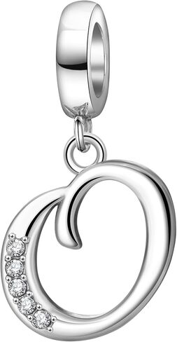 925 Sterling Silver Initial Charms fit Pandora Charms Bracelets Alphabet A-Z Crystal Charm Letter Beads for Women Christmas Mother's Day Valentines Birthday Gift in Kuwait