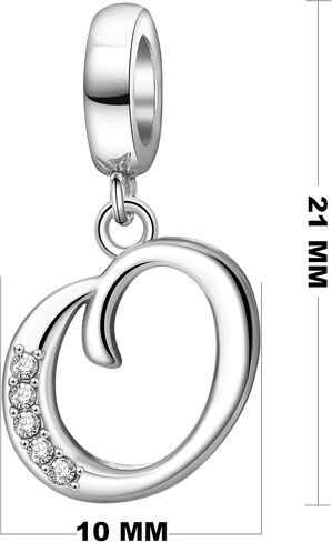 925 Sterling Silver Initial Charms fit Pandora Charms Bracelets Alphabet A-Z Crystal Charm Letter Beads for Women Christmas Mother's Day Valentines Birthday Gift in Kuwait