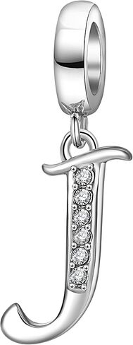 925 Sterling Silver Initial Charms fit Pandora Charms Bracelets Alphabet A-Z Crystal Charm Letter Beads for Women Christmas Mother's Day Valentines Birthday Gift in Kuwait
