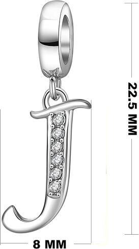 925 Sterling Silver Initial Charms fit Pandora Charms Bracelets Alphabet A-Z Crystal Charm Letter Beads for Women Christmas Mother's Day Valentines Birthday Gift in Kuwait