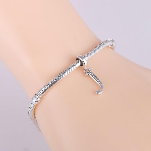 925 Sterling Silver Initial Charms fit Pandora Charms Bracelets Alphabet A-Z Crystal Charm Letter Beads for Women Christmas Mother's Day Valentines Birthday Gift in Kuwait