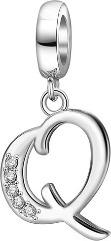 925 Sterling Silver Initial Charms fit Pandora Charms Bracelets Alphabet A-Z Crystal Charm Letter Beads for Women Christmas Mother's Day Valentines Birthday Gift in Kuwait