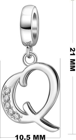 925 Sterling Silver Initial Charms fit Pandora Charms Bracelets Alphabet A-Z Crystal Charm Letter Beads for Women Christmas Mother's Day Valentines Birthday Gift in Kuwait