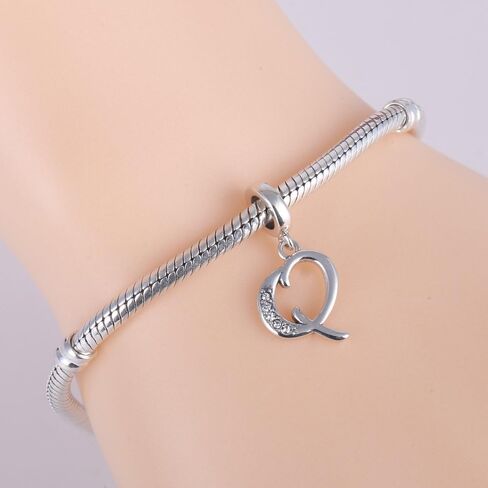 925 Sterling Silver Initial Charms fit Pandora Charms Bracelets Alphabet A-Z Crystal Charm Letter Beads for Women Christmas Mother's Day Valentines Birthday Gift in Kuwait