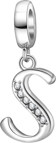 925 Sterling Silver Initial Charms fit Pandora Charms Bracelets Alphabet A-Z Crystal Charm Letter Beads for Women Christmas Mother's Day Valentines Birthday Gift in Kuwait