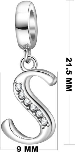 925 Sterling Silver Initial Charms fit Pandora Charms Bracelets Alphabet A-Z Crystal Charm Letter Beads for Women Christmas Mother's Day Valentines Birthday Gift in Kuwait