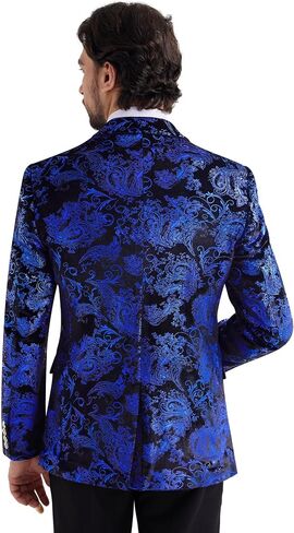 MAGE MALE Men's Velvet Floral Tuxedo Peak Lapel One Button Dinner Party Prom Wedding Suit Jacket in Saudi Arabia
