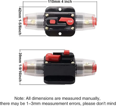 12-24V DC 10A Fuse Holder Resettable Inline Fuse Circuit Breaker Inverter for Automotive Marine Boat Audio Solar System Inverter in Saudi Arabia