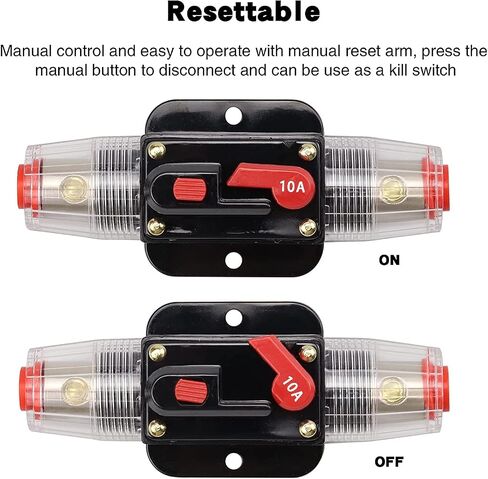 12-24V DC 10A Fuse Holder Resettable Inline Fuse Circuit Breaker Inverter for Automotive Marine Boat Audio Solar System Inverter in Saudi Arabia
