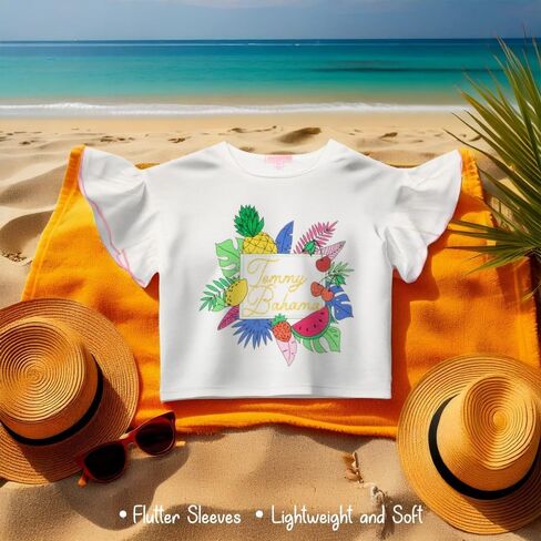 Tommy Bahama Girl's Casual 3-Piece Set - Short Sleeve Graphic Print T-Shirt, Tank Top, and Shorts - Summer Outfit for Kids in Saudi Arabia