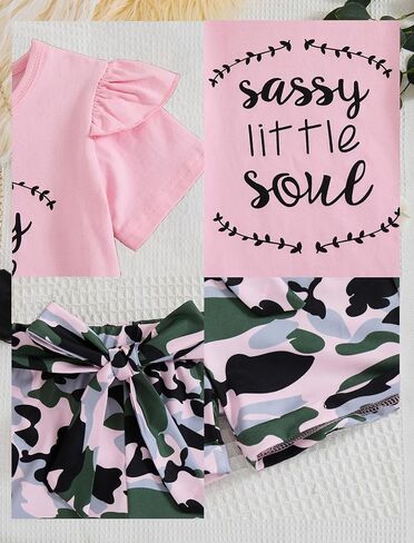 Toddler Girl Clothes Cute Ruffle Short Sleeve Letter Print Tops High Waist Shorts Girls Summer Outfits 2-6T in Saudi Arabia