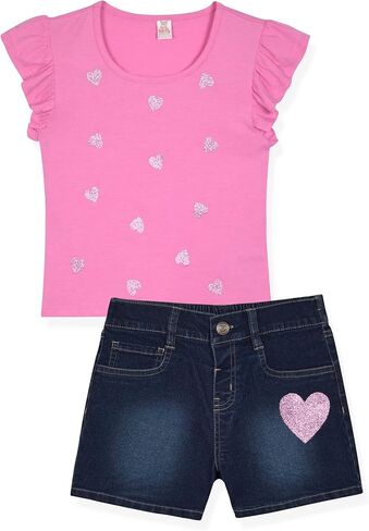 Sweet Butterfly Girls Jeans Short Sets - 2 Piece Girls Clothing Set in Saudi Arabia