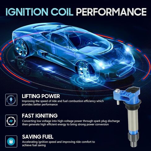 6pcs Coil Coil Pack متوافق مع Buick Cadillac Suzuki Chevy GMC Pontiac Saab Saturn Suzuki Impala Limited V6 3.2L 3.6L 3.6L ، استبدل لـ UF569 D500C D597A 5C1612 E1069 ، Blue ، Blue ، Blue in Kuwait
