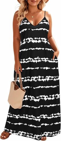 Pinup Fashion Women's Summer Maxi Dress Plus Size Sleeveless Spaghetti Strap Beach Long Dresses in Saudi Arabia