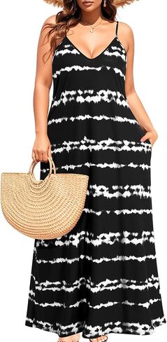 Pinup Fashion Women's Summer Maxi Dress Plus Size Sleeveless Spaghetti Strap Beach Long Dresses in Saudi Arabia