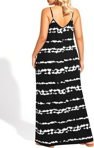 Pinup Fashion Women's Summer Maxi Dress Plus Size Sleeveless Spaghetti Strap Beach Long Dresses in Saudi Arabia