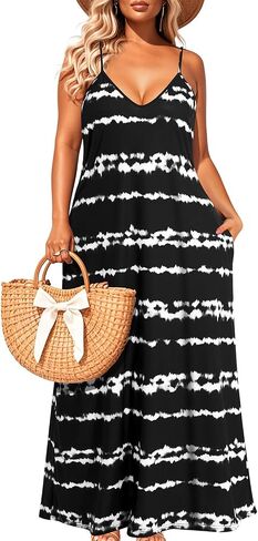 Pinup Fashion Women's Summer Maxi Dress Plus Size Sleeveless Spaghetti Strap Beach Long Dresses in Saudi Arabia