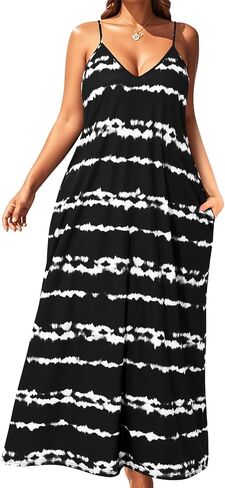 Pinup Fashion Women's Summer Maxi Dress Plus Size Sleeveless Spaghetti Strap Beach Long Dresses in Saudi Arabia