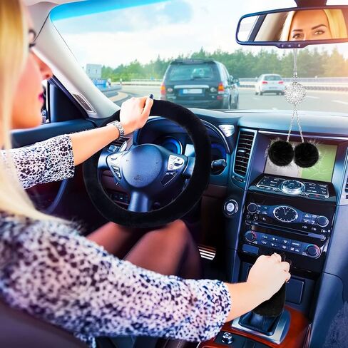 Frienda 6 قطع ملحقات سيارة رقيقة مجموعة بلينغ رفيق القيادة غطاء عجلة ناعمة زغب ناع in Saudi Arabia