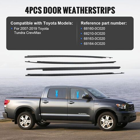 NEWSMARTS السيارات الطقس تجريد السير الوقائي نافذة الكسوة يناسب لتويوتا تندرا CrewMax 2007-2018 2019 ، نافذة ختم الأجزاء الخارجية in Kuwait