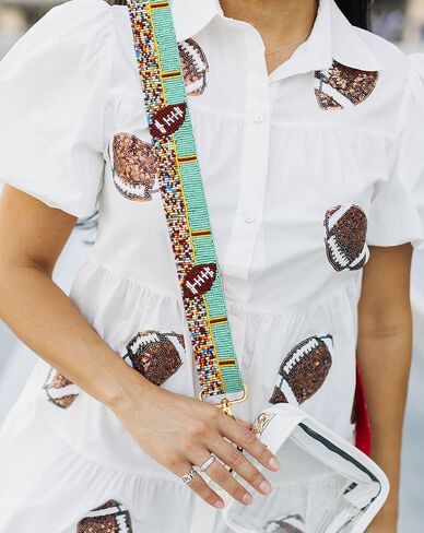 Game Day Purse Straps Replacement Crossbody Wide Shoulder Straps Beaded Tiger Purse Straps Handbag Strap Replacement Belts for Women Purse Bag Handbag (Style B) in Saudi Arabia