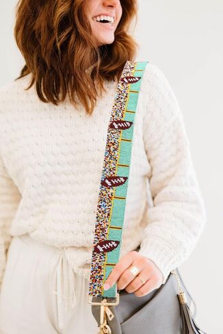 Game Day Purse Straps Replacement Crossbody Wide Shoulder Straps Beaded Tiger Purse Straps Handbag Strap Replacement Belts for Women Purse Bag Handbag (Style B) in Saudi Arabia