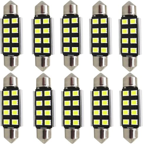 WLJH DE3175 LED Bulb 31mm Dual Contact 6000K White 400lm High Bright, Canbus Error Free Car Interior Lights for Dome Map Reading Door Trunk Glove Box License Plate Light (Pack of 10) in Saudi Arabia