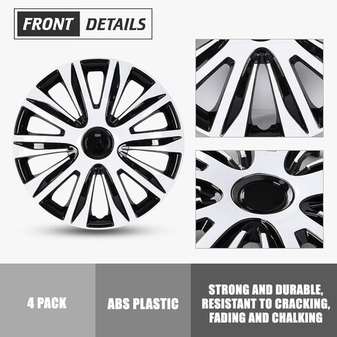 14'' Hubcaps Set of 4 Wheel Rim Cover Universal R14 Hub Caps Replacement ABS Material Exterior Accessories for Car Pickup Truck SUV (14-Inch, Silver) in Kuwait