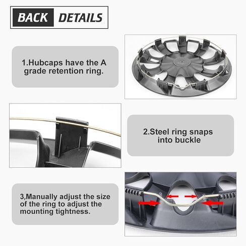 14'' Hubcaps Set of 4 Wheel Rim Cover Universal R14 Hub Caps Replacement ABS Material Exterior Accessories for Car Pickup Truck SUV (14-Inch, Silver) in Kuwait