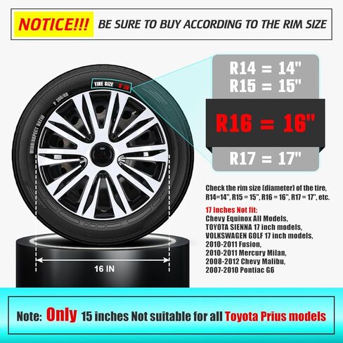 14'' Hubcaps Set of 4 Wheel Rim Cover Universal R14 Hub Caps Replacement ABS Material Exterior Accessories for Car Pickup Truck SUV (14-Inch, Silver) in Kuwait