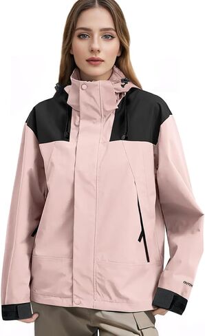 NANJUN Womens Waterproof Rain jacket Lightweight Packable Hooded Windbreaker Softshell Raincoat for Hiking Travel Outdoor in Kuwait