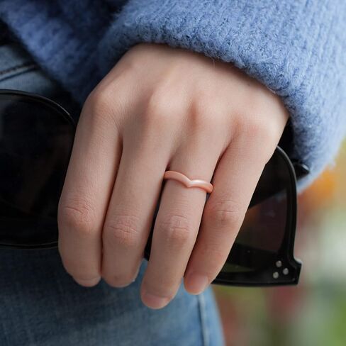 ThunderFit Thin Heart Shaped Silicone Wedding Rings for Women, Stackable Rubber Engagement Bands 2.7mm Wide 2mm Thick - 1/4/8 Variety Multipack in Saudi Arabia
