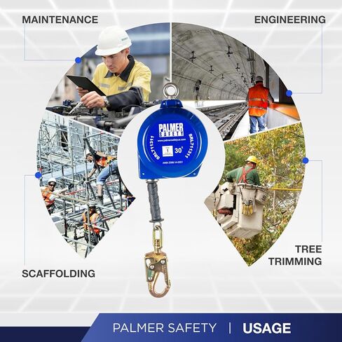 SRD 30 FT. Self Retracting Lifeline I ANSI Z359.14-2021 Class 1 I SRL Device Swivel Top Galvanized Cable w/Small Steel Snap Hook I Fall Arrest Safety Yoyo | SRL Device, Swivel Top Galvanized Steel Wire Rope & Steel Snap Hook, Fall Arrest Safety Yoyo, Fall in Kuwait