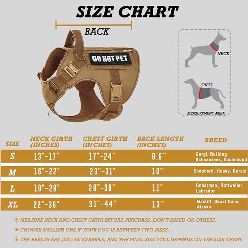 سرج تكتيكي للكلاب، 2X مشبك معدني خفيف الوزن وشديد التحمل مع رقعة فيلكرو لمنع الحيوانات الأليفة، سرج عسكري عاكس للكلاب للتنزه سيرًا على الأقدام والتدريب على المشي باللون البني in Kuwait