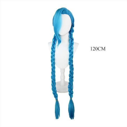 Jinx Arcane Cosplay Outfit Wig Anime Game Accessories Three styles of Jinx wigs and Cap Outfits Halloween Party Role Play Suit for Women (Style 3（120CM）,ONE SIZE) in Saudi Arabia