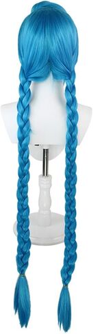 Jinx Arcane Cosplay Outfit Wig Anime Game Accessories Three styles of Jinx wigs and Cap Outfits Halloween Party Role Play Suit for Women (Style 3（120CM）,ONE SIZE) in Saudi Arabia