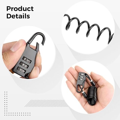 قفل خوذة دراجة نارية مع رمز مزيج ، قفل الكابل القابل للسحب مع carabiner ، قفل أمان شاق لتخزين خوذة الدراجة ، حماية من سبيكة الألومنيوم لمكافحة السرقة للركاب in Saudi Arabia